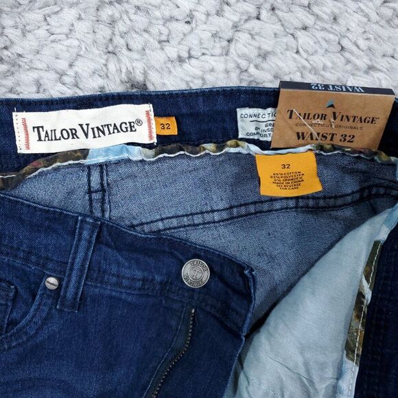 Tailor Vintage Greenwich Slim Fit Jean Shorts Stretch Smart Denim Blue Size 32 - Picture 4 of 9